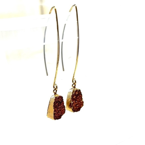 DANGLE Teardrop Druzy Earrings copper - Picture 1 of 5